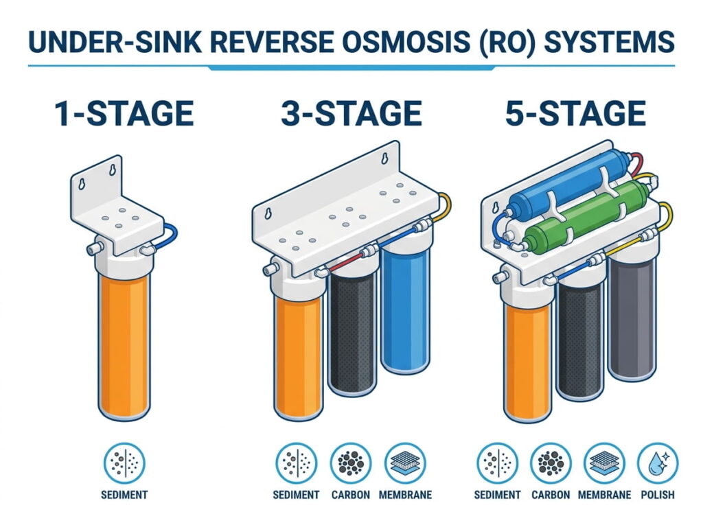 The Difference Between 1-Stage, 3-Stage, and 5-Stage RO Systems for Tucson Homes